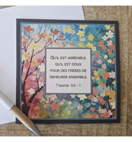 Carte Avec Verset Psaumes 133 : 1