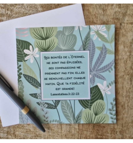 Carte Avec Verset Lamentations 3 : 22-23