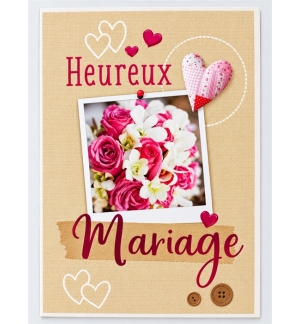 Carte Double Mariage Photo Roses