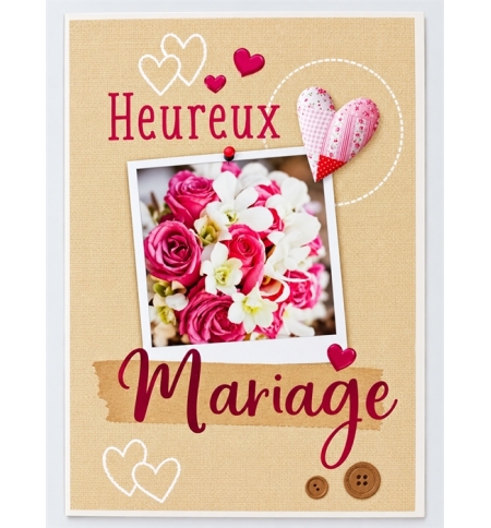 Carte Double Mariage Photo Roses