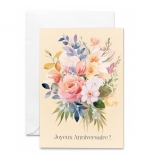 Carte Double  Bouquet de fleurs aquarelle
