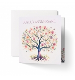 Carte Carre  Arbre de vie en aquarelle