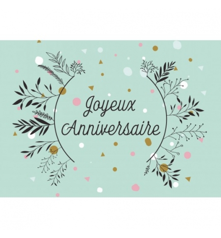 Carte Avec Message Branches et motifs sur fond vert