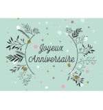 Carte Avec Message Branches et motifs sur fond vert