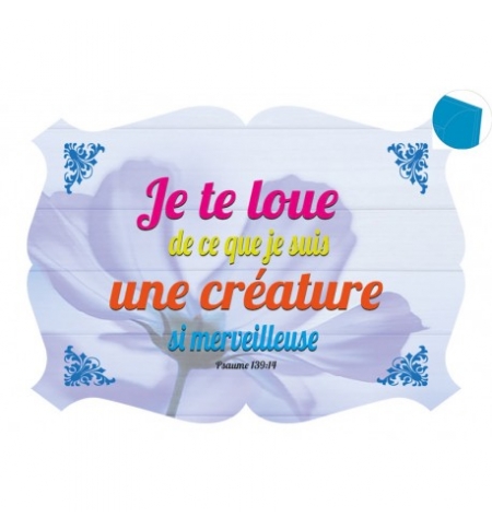 Cadre en bois "Je te loue de ce que je suis une créature si ..." Ps. 139:14 Cadre en bois "Je te loue de ce que je suis une créature si ..." Ps. 139:14