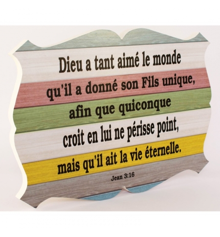 Cadre en bois Dieu a tant aimé le monde - Jean 3.16 - Cadre en bois Dieu a tant aimé le monde - Jean 3.16 -