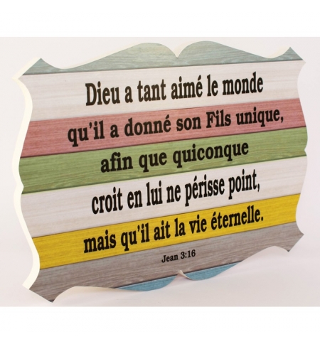 Cadre en bois Dieu a tant aimé le monde - Jean 3.16 -