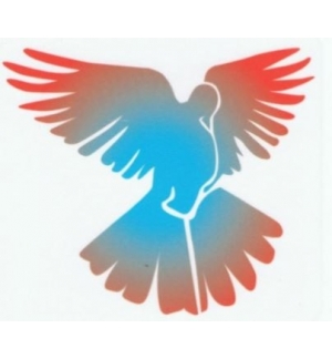 Autocollant - Colombe couleurs rouge bleu
