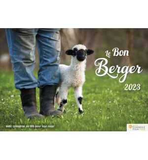 Calendrier Le bon berger Avec photos de brebis et versets bibliques / 12 cartes 