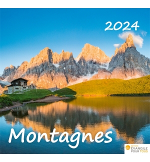 Calendrier montagnes 2024 - A poser - 12 photos couleurs avec versets