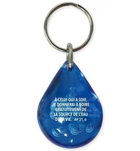 Porte-clés goutte d'eau bleue