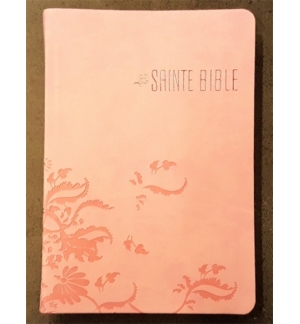 Bible souple similicuir Rose Arabesques, tranche blanche