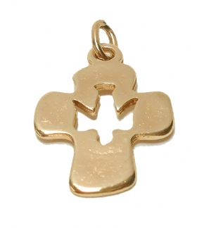 Croix pendentif avec colombe/doré - 27x18mm