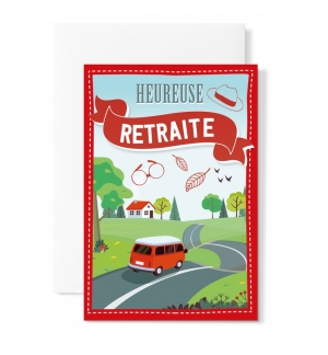Carte double : "Retraite "Paysage et camping car