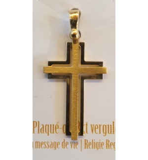 Croix pendentif croix  - argent 925% plaqué or