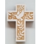 Croix murale bois - colombe avec palmier - 18cm