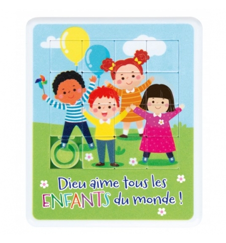 Mini puzzle coulissant "Dieu aime tous les enfants du monde" Mini puzzle coulissant "Dieu aime tous les enfants du monde"