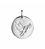 PENDENTIF ARGENT RHODIE MEDAILLE RONDE COLOMBE