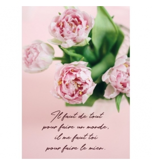 Carte Citation Bouquet de fleurs roses