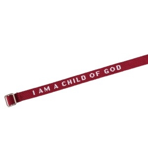 Bracelet tissé "I am a child of God" bordeau