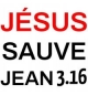 Autocollant Jésus sauve Jn 3 :16 8,5cm sur 8,5 cm