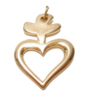 Croix pendentif avec coeur/doré - 31x25mm