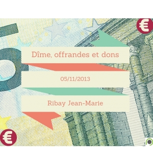 Dîme, offrandes et dons - Jean-Marie Ribay - CD ou DVD
