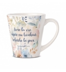 Mug motifs floraux pastels "Aime la vie"