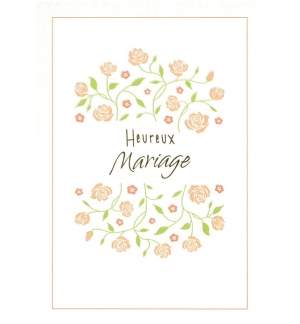 Carte double - Heureux Mariage -Roses-